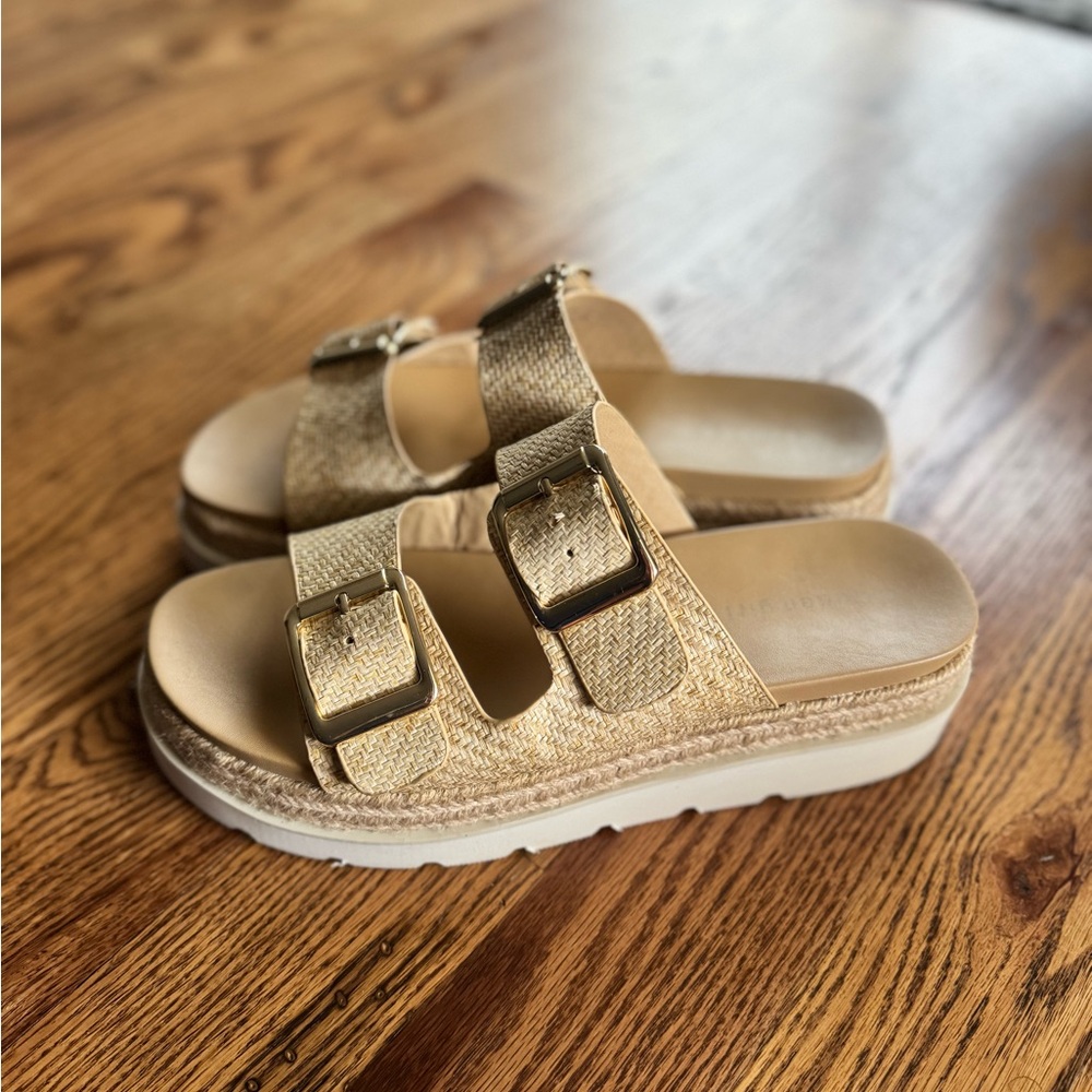 Madden Girl Gold Buckle Strap Women's Sandals
